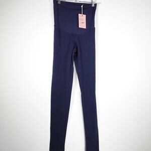 Quince Organic Cotton Maternity & Postpartum Everyday Leggings XS Navy Blue